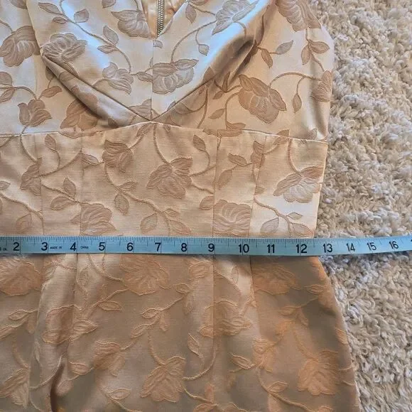 Vintage Mardi Gras 2 Piece 60s Brocade Suit Dress Champagne Color XS/ S - Picture 7 of 11